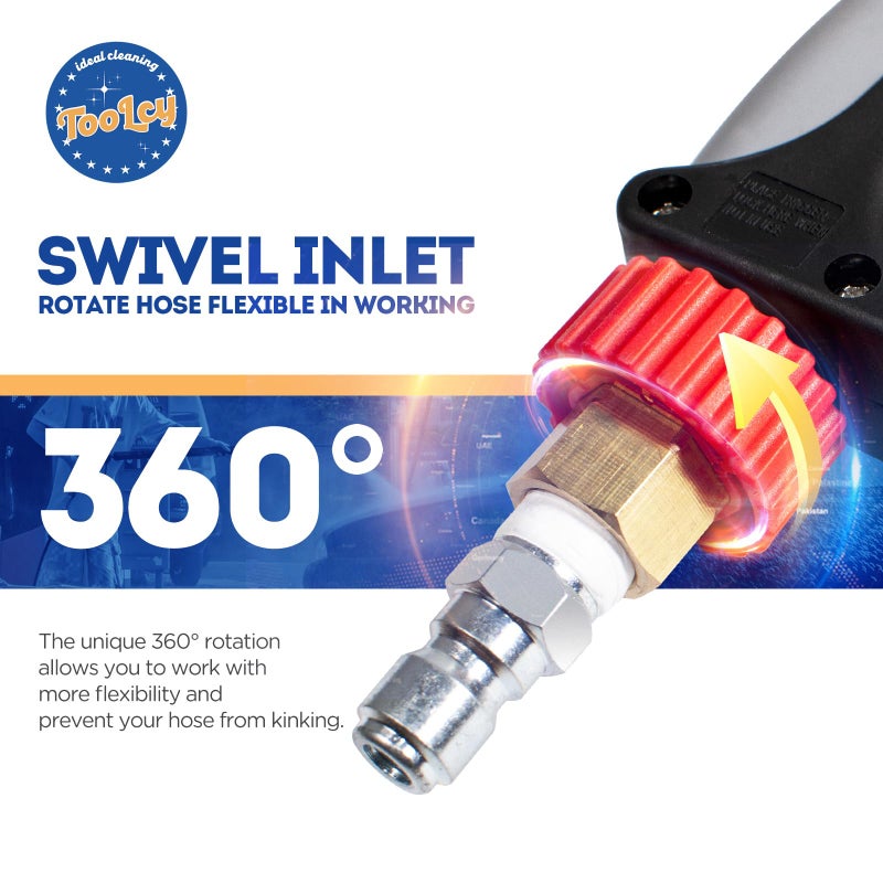 TOOLCY Pressure Washer Short Gun, Commercial 5000 PSI / 10.5 GPM with Nozzle Tips, 3/8" Swivel USA-NPT Thread x Quick Socket, Sturdy Design for Gas Power Washer - Image 2